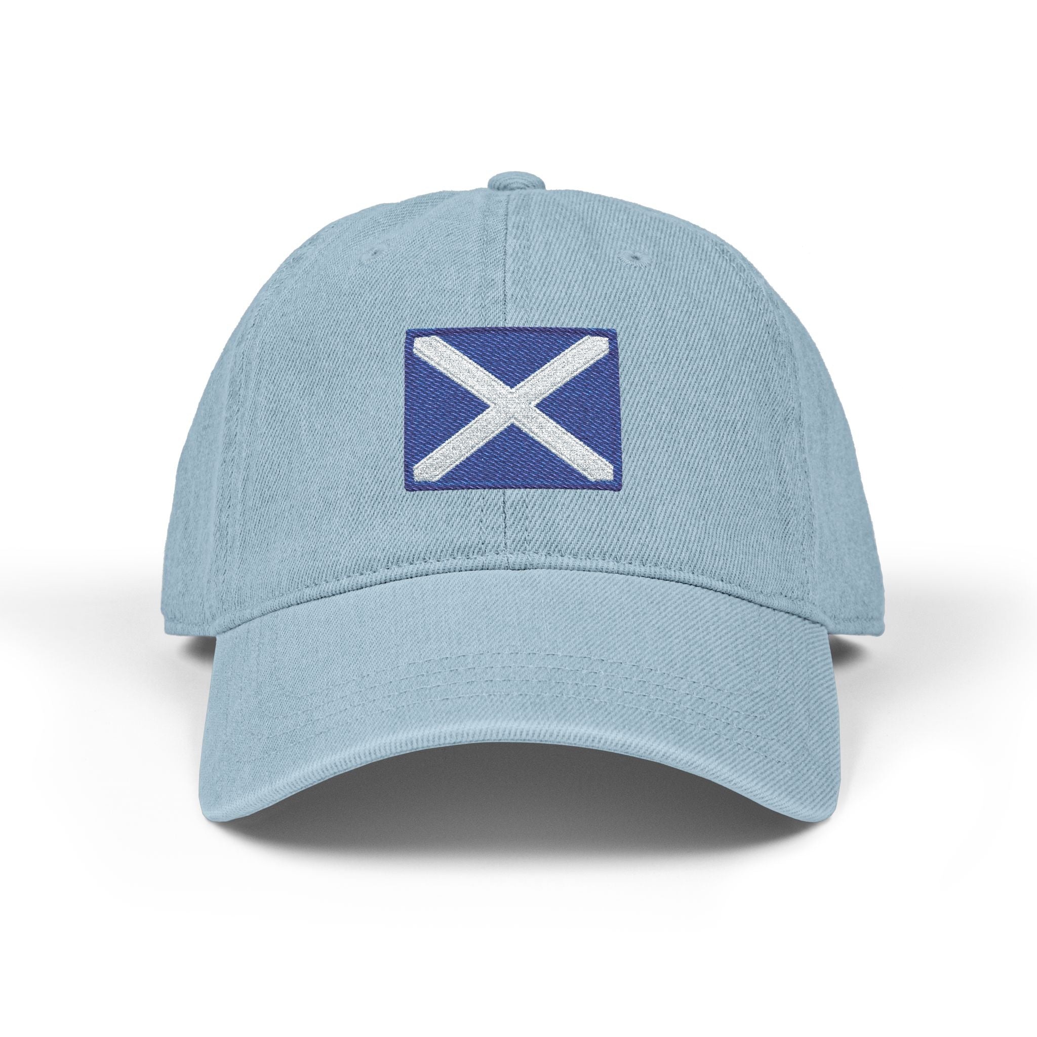 Embroidered Scottish Saltire Denim Hat — St. Andrew's Flag Baseball Cap