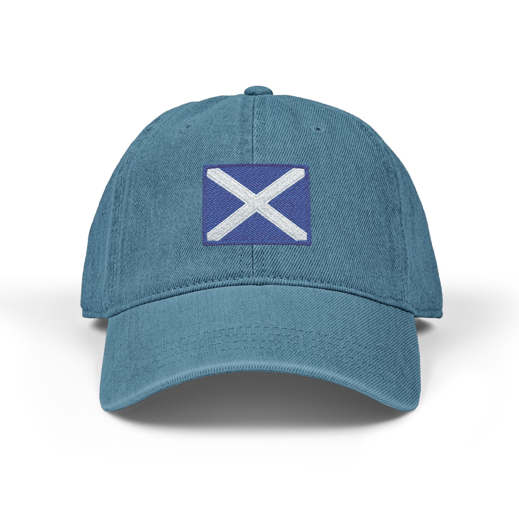 Embroidered Scottish Saltire Denim Hat — St. Andrew's Flag Baseball Cap