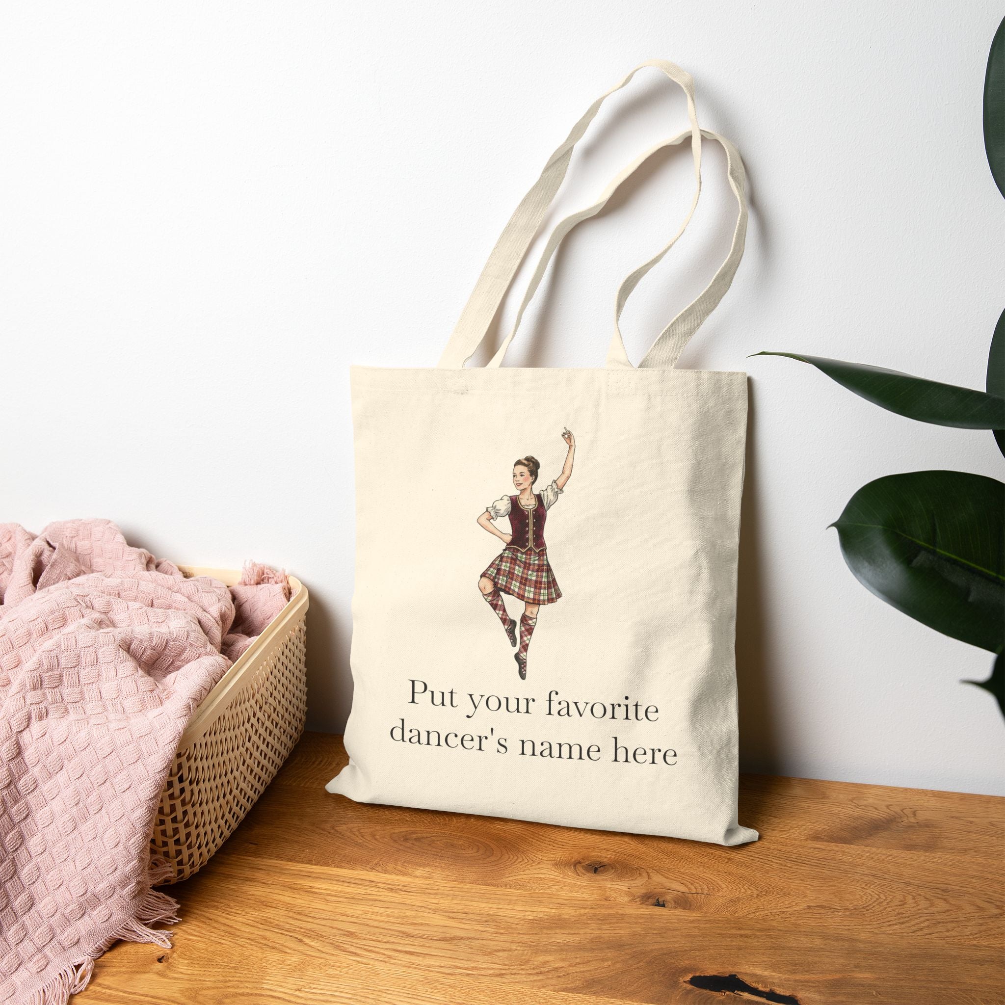 Highland Dance Personalized Canvas Tote - Brunette Dancer