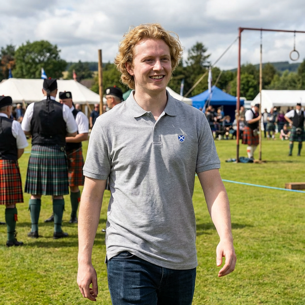 Embroidered Scottish Saltire Shield Polo
