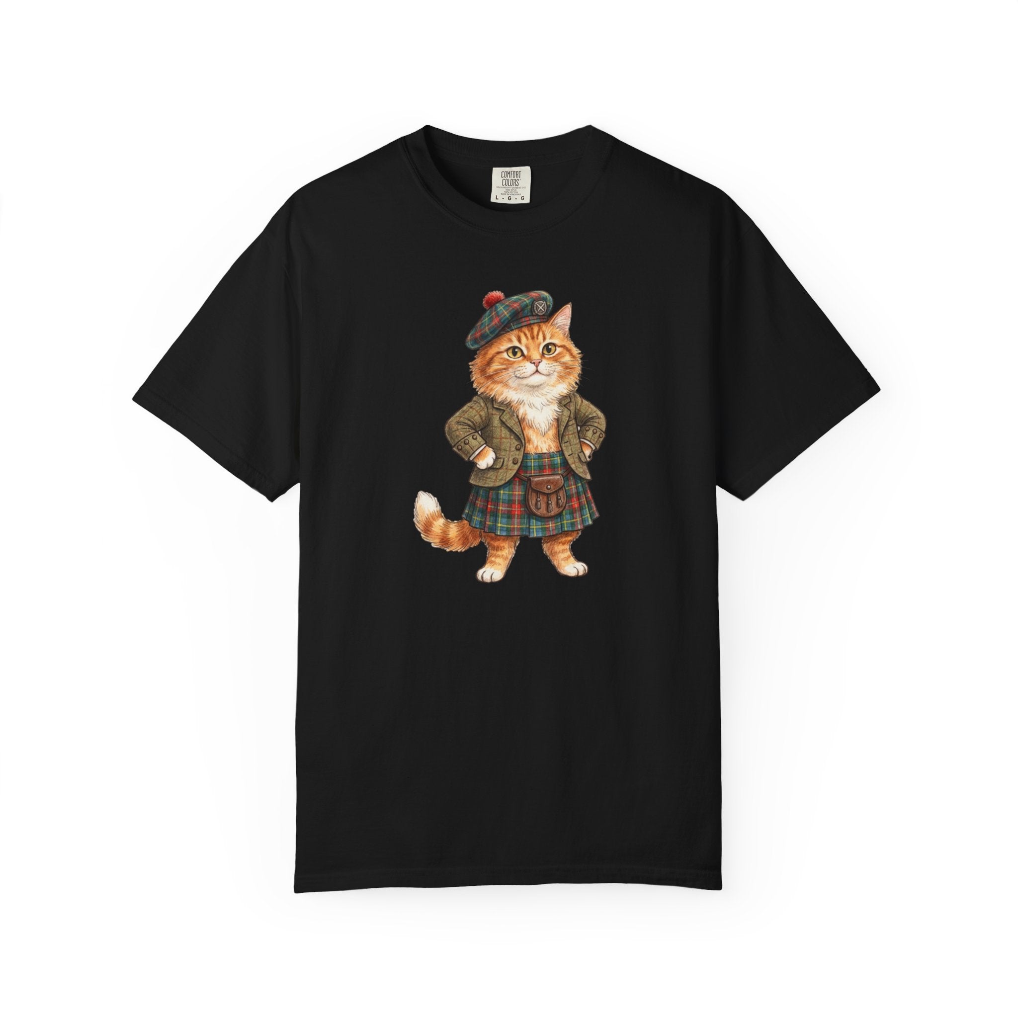 Scottish Cat T-Shirt — Cute Cat in Tartan Outfit